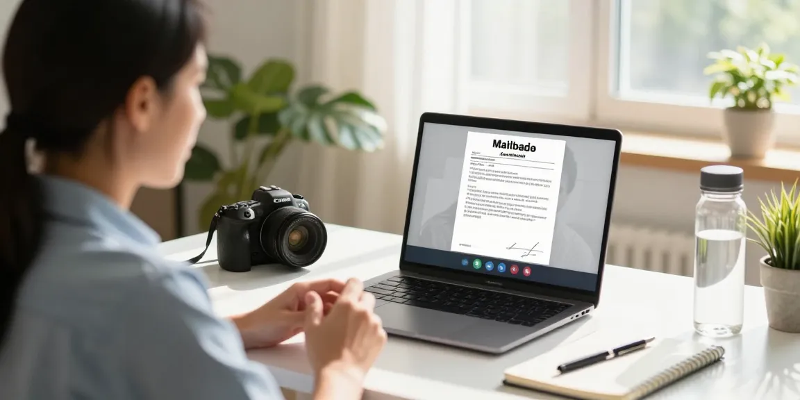 Patient consulting with a doctor online for an Ohio MMJ Card online, featuring a recommendation letter and warm home office ambiance.
