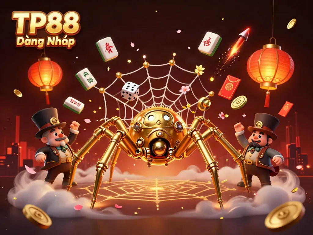 Engage with TP88 Đăng Nhập in a colorful 3D casino scene featuring festive elements and enchanting visuals.
