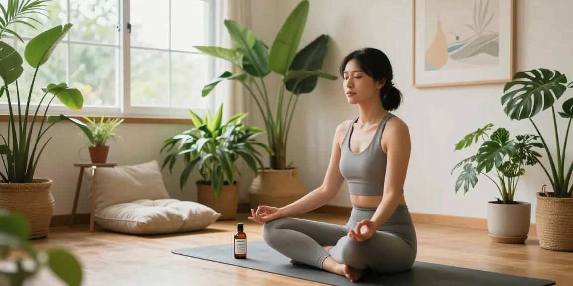 Ministry of Cannabis CBD oil in a peaceful meditation scene, highlighting organic wellness