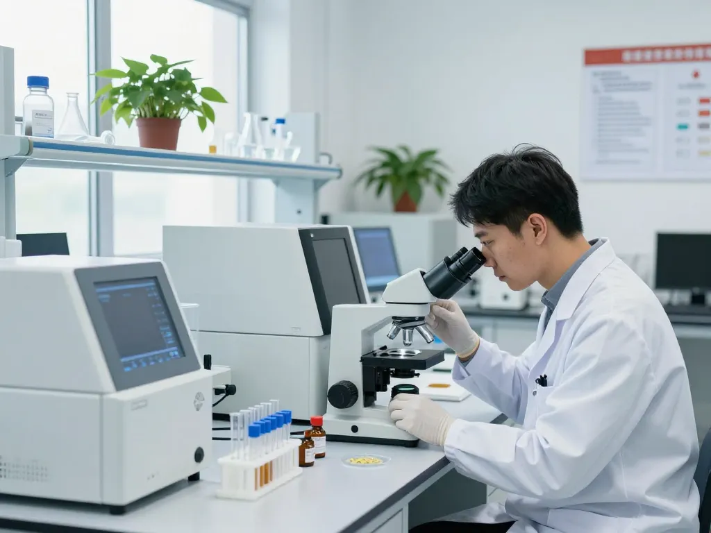 EU cannabinoid manufacturer examining samples in a state-of-the-art laboratory, showcasing innovative research.