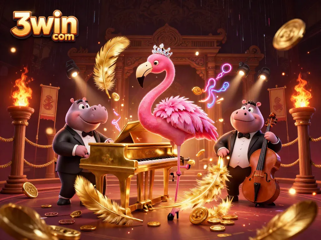 Experience the excitement of 3win com with a vibrant casino scene featuring lively characters and rich gaming elements.