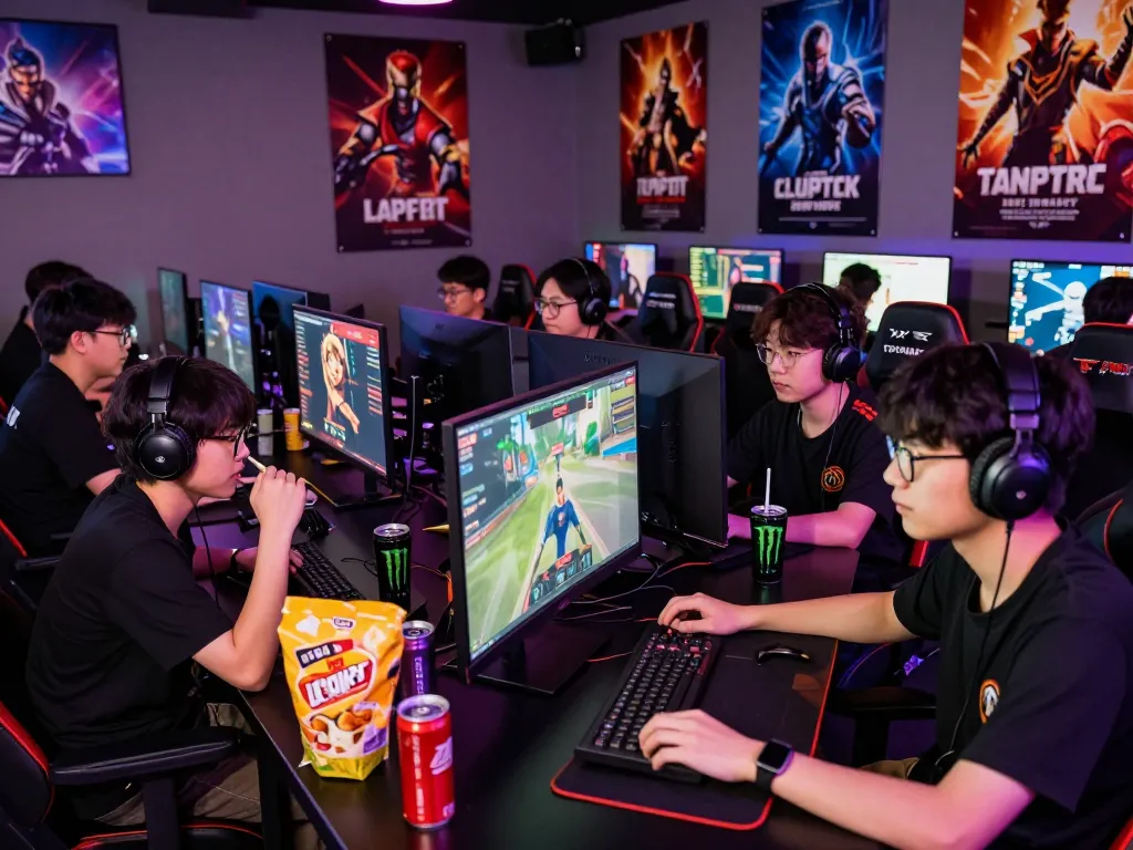 Gamers engaging in esports betting in Singapore, immersed in competitive gaming with excitement.