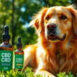 Relaxed dog benefiting from CBD For Pet in a peaceful outdoor setting.