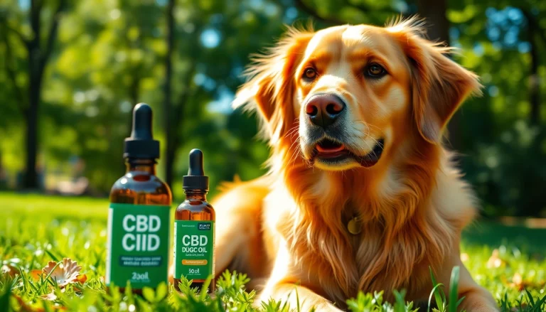 Relaxed dog benefiting from CBD For Pet in a peaceful outdoor setting.
