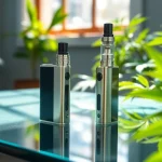 Understand what is a thc vape through a sleek vape pen set among vibrant plants.