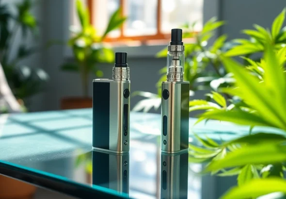 Understand what is a thc vape through a sleek vape pen set among vibrant plants.