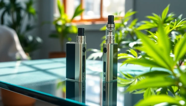 Understand what is a thc vape through a sleek vape pen set among vibrant plants.