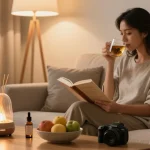 properloud CBD tincture and wellness tea in serene home setting